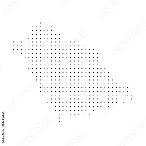 Saudi Arabia country dotted map. Black spot pixel illustration isolated on white background. Vector circle mosaic.