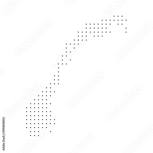 Norway country dotted map. Black spot pixel illustration isolated on white background. Vector circle mosaic.