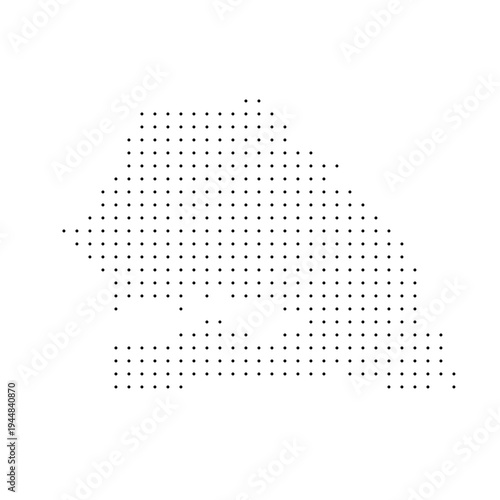 Senegal country dotted map. Black spot pixel illustration isolated on white background. Vector circle mosaic.