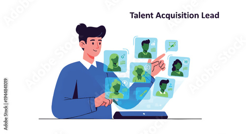 Talent acquisition lead selecting candidates on a computer