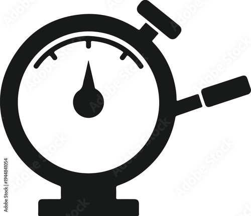 Industrial pressure gauge instrument with manual control lever and measuring needle for mechanical engineering and systems