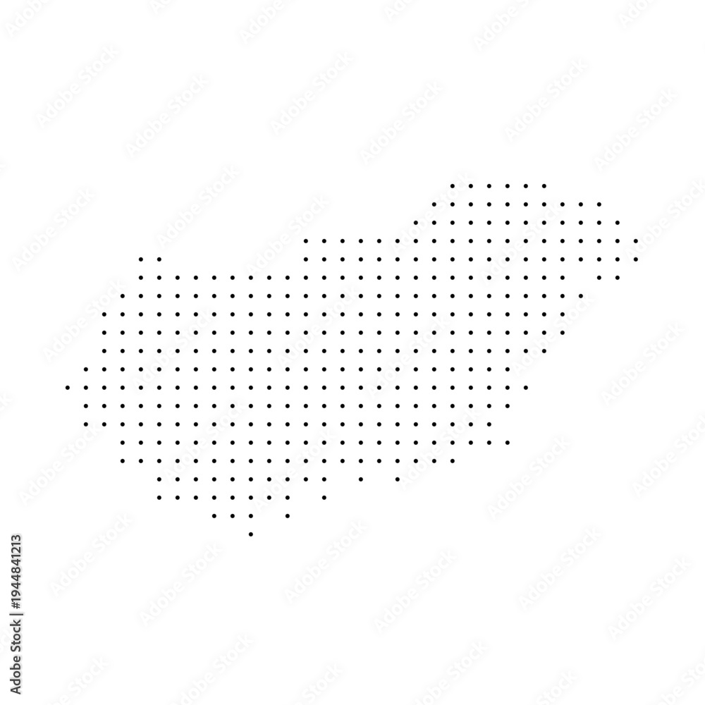 Fototapeta premium Hungary country dotted map. Black spot pixel illustration isolated on white background. Vector circle mosaic.
