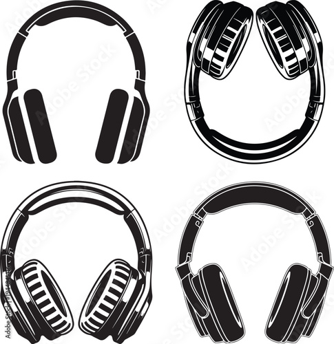 Four different types of headphones illustration