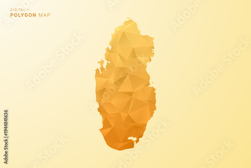 Qatar Map - Polygon style vector illustration in yellow and orange low poly geometric design, modern minimal silhouette, isolated for infographic.