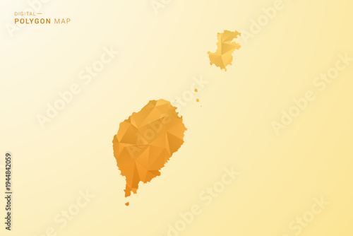 Sao Tome and Principe Map - Polygon style vector illustration in yellow and orange low poly geometric design, modern minimal silhouette, isolated for infographic.