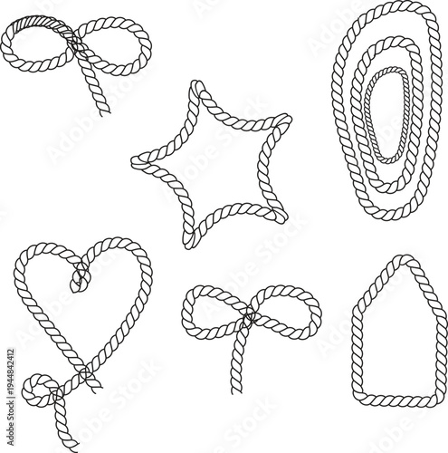 Collection of Intricate Rope Knots and Shapes Illustration