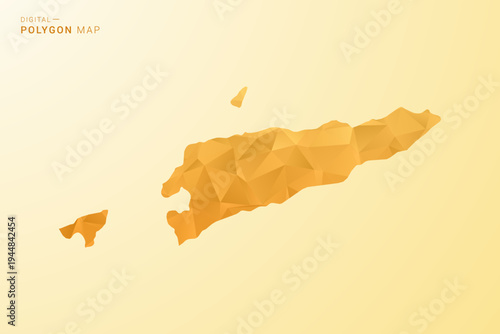 Timor Leste Map - Polygon style vector illustration in yellow and orange low poly geometric design, modern minimal silhouette, isolated for infographic.