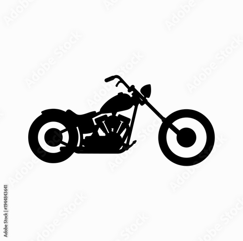 Custom Chopper Motorcycle Silhouette Classic Cruiser Motorbike Side View