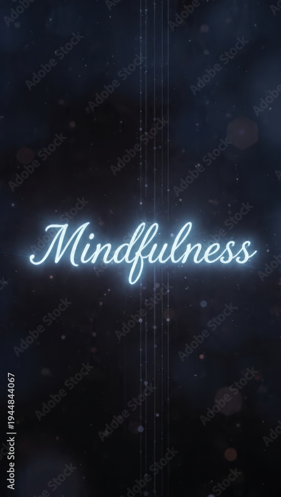 Obraz premium Mindfulness Glowing Text on Dark Abstract Background