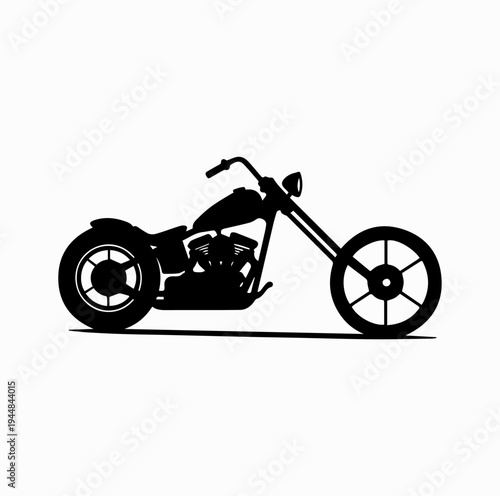 Custom Chopper Motorcycle Silhouette Classic Cruiser Motorbike Side View