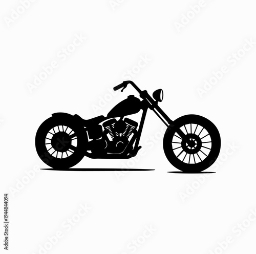 Custom Chopper Motorcycle Silhouette Classic Cruiser Motorbike Side View