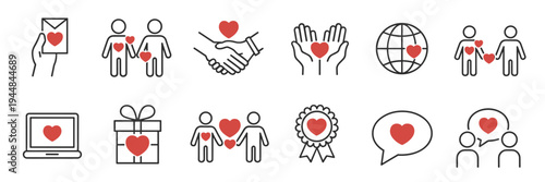 Collection of Love and Care Icons heart symbol