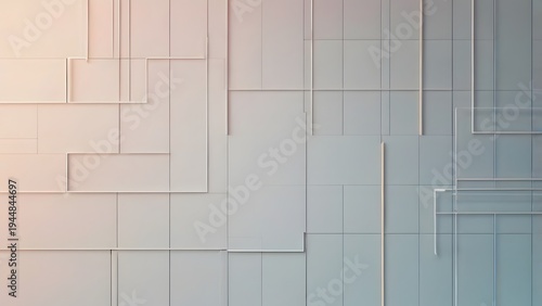 Minimal white interior wall with blank square frame mockup