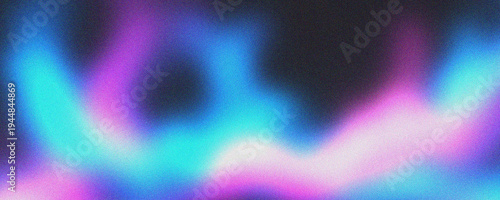 Foto Abstract Grainy Neon Background with Blue and Purple Cosmic Light Waves on Black