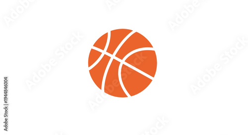 Stylized orange basketball icon illustration on isolated white background.