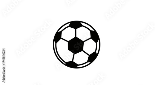 Classic black and white soccer ball, football game equipment, isolated white background.
