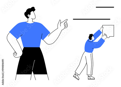 Teamwork concept. Human figures collaboration and teamwork through design and interaction. Teamwork ed in creative minimalistic style for communication, education, management, creative design