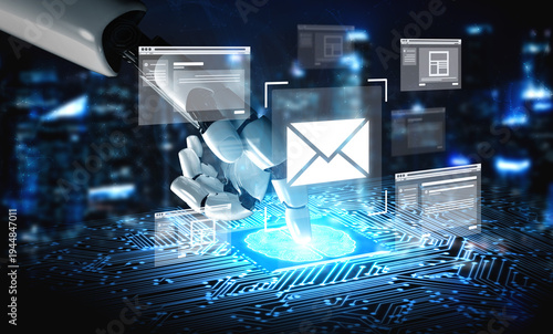 Obraz na płótnie AI artificial intelligence improves emAI artificial intelligencel productivity through virtual assistants, smart inbox organization, and intelligent communication management tools