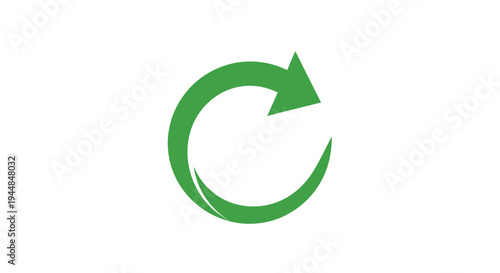 Green Circular Arrow Icon, Refresh Reload or Recycle Symbol on isolated white background