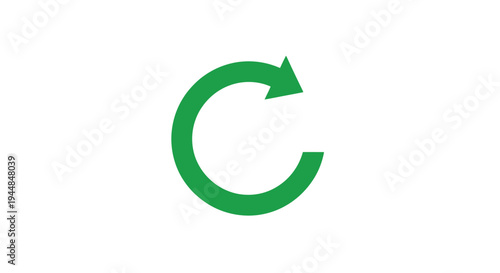 Green Circular Arrow Icon, Refresh Reload or Recycle Symbol on isolated white background