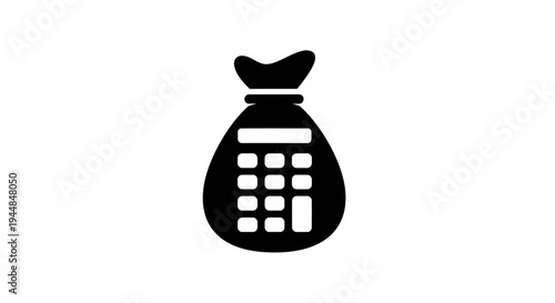Money Bag with Calculator Icon, Wealth Management and Financial Planning Concept on isolated white background