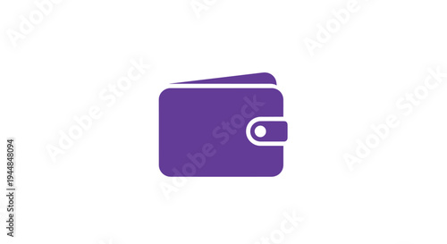 Simple purple wallet icon, representing basic money and card storage, isolated white background.