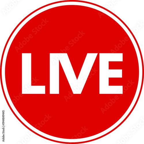 Live Circle Button Vector Illustration