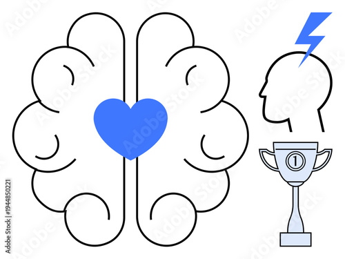 Emotional intelligence concept. Emotional intelligence combines heart and brain harmony, mental focus, and personal achievement. Emotional intelligence for self-improvement, leadership, and wellness