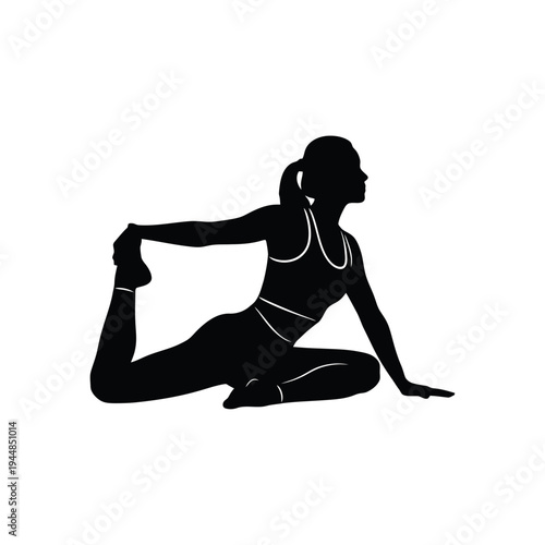Woman Yoga Silhouette Poses Fitness Meditation Vector Illustration