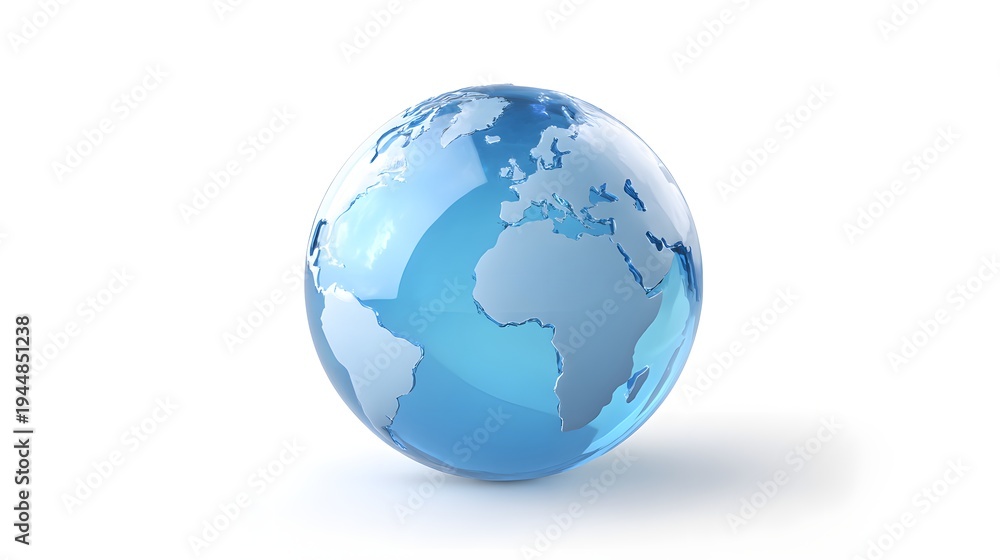 Obraz premium A 3D Rendered Globe Showing Continents and Oceans.