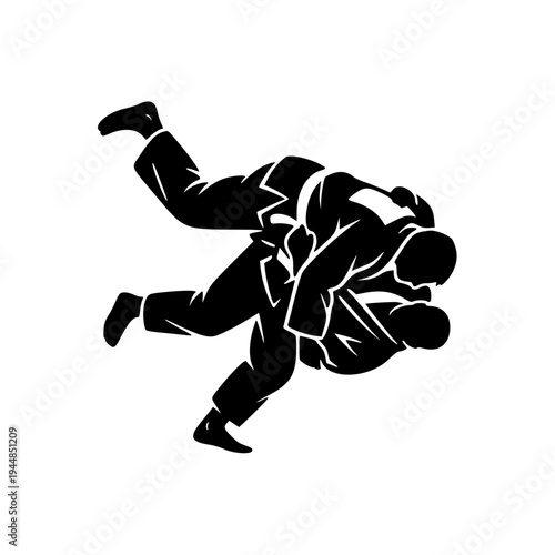 Judo Throw Silhouette Vector Icon Martial Arts Grappling Combat Sport