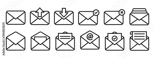 Email and SMS message line icon collection