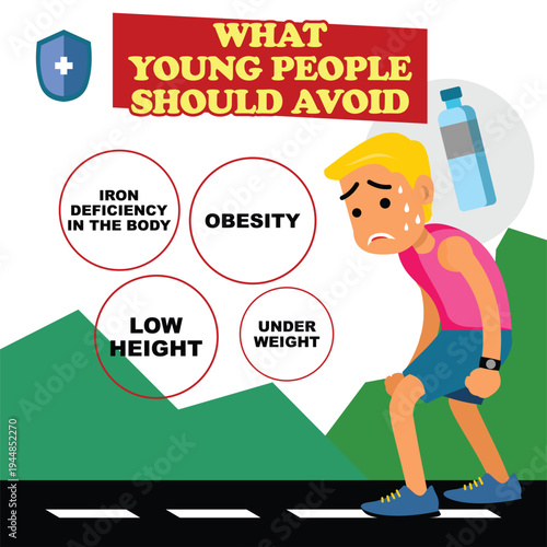 Infographic template poster of modern teenager health problem