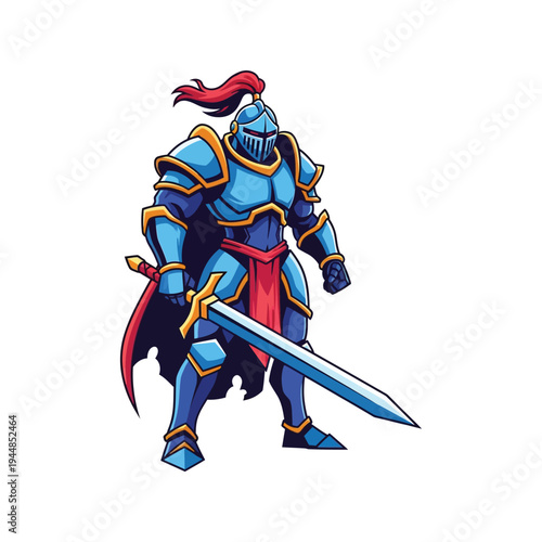 Medieval Knight in Blue Armor.