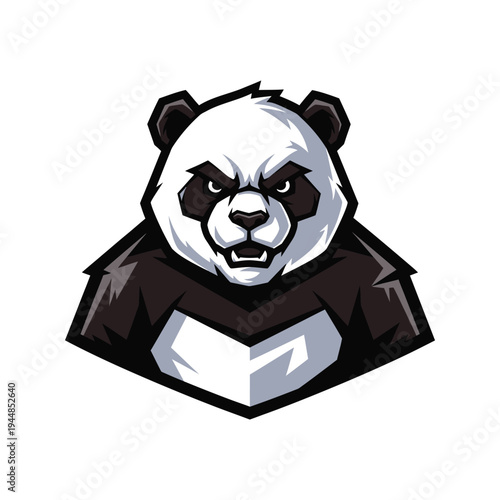 Angry panda bear cartoon character.