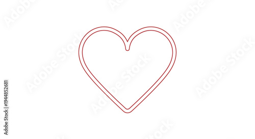 A simple outline of a heart shape floats on white space.