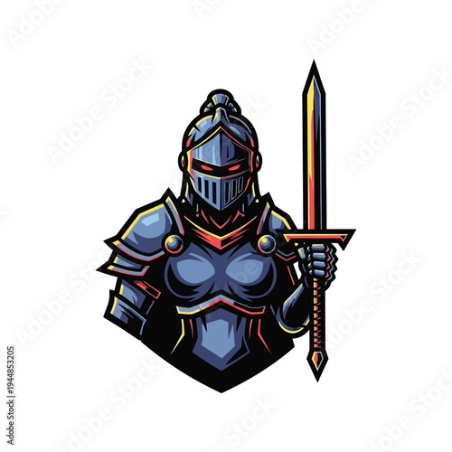Knight in armor with sword.