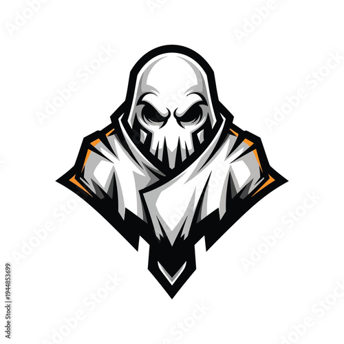 Illustration of a hooded skull character.