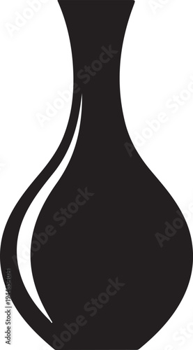 Silhouette of a Black Vase Against Clear Background