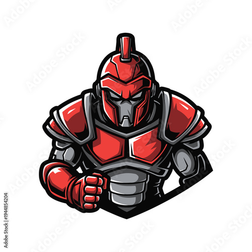 Cartoon Red Armored Robot Character.