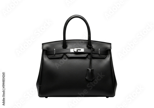 Close up of Black Leather Hermès Birkin Bag, Studio Lighting