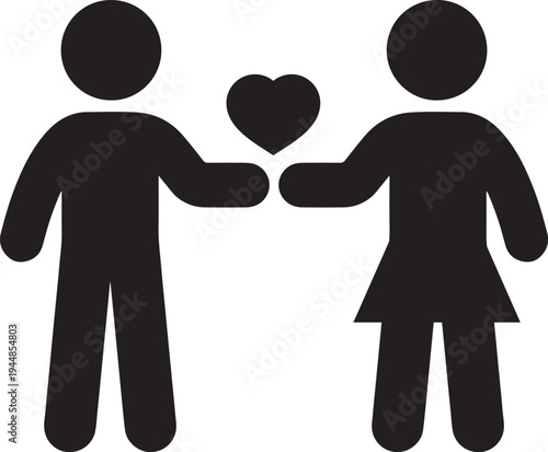Couple Holding Heart Icon Love and Relationships Symbol