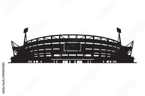 Modern sports stadium exterior building silhouette vector illustration