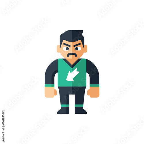 Angry Cartoon Man in Green Shirt.