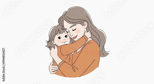 A mother tenderly hugging her child in a warm and loving embrace