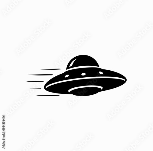 Flying UFO Spaceship Silhouette with Speed Lines Sci Fi Alien Spacecraft
