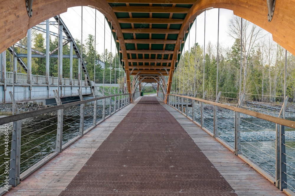 Fototapeta premium The covered walking path along the Bridge of Dreams at Princeton, British Columbia, Canada