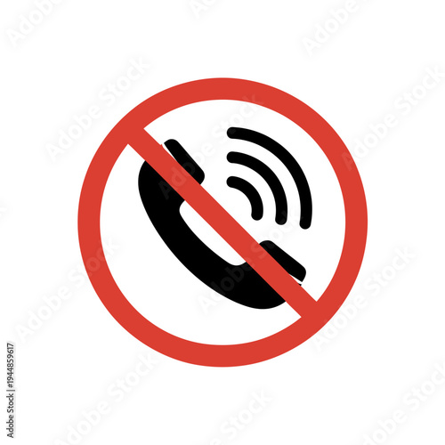No cell phone signal icon with red prohibition sign
