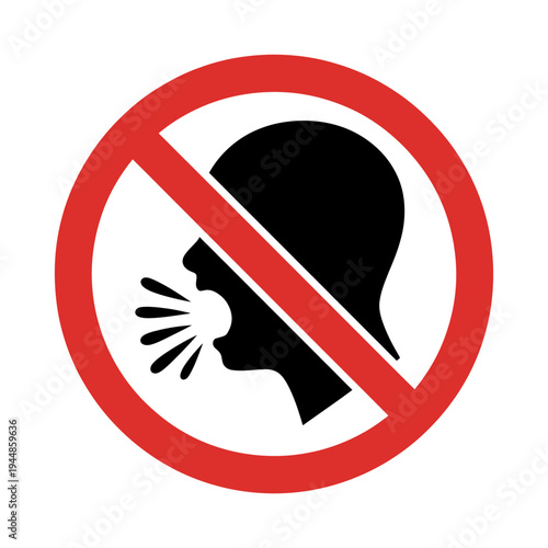 No talking or coughing sign with red circle and line