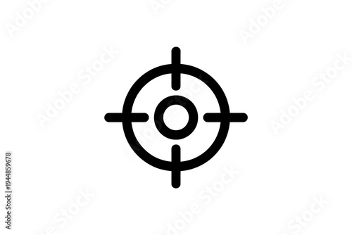 Simple black crosshair target symbol on white background for design